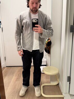 John Elliott Grey Marled Shawl-Collar Cardigan